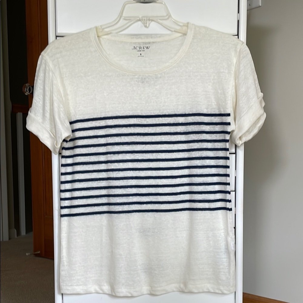 J. Crew White and Blue Short Sleeve Tees
